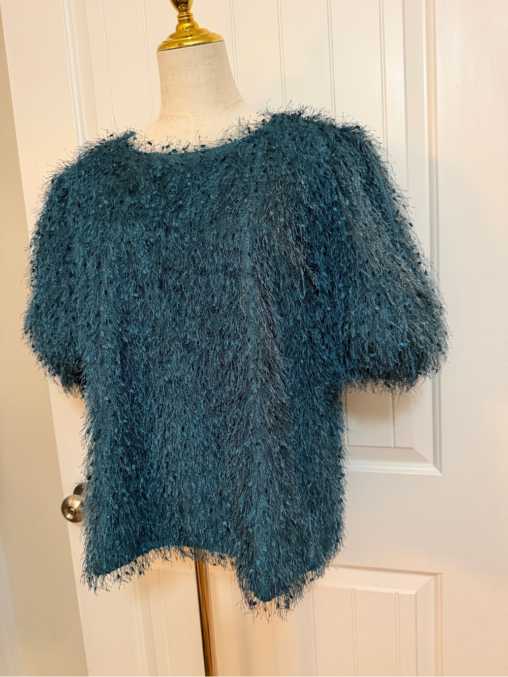 Hyacinth House Teal Knit Eyelash Accent Top Sz. XXL